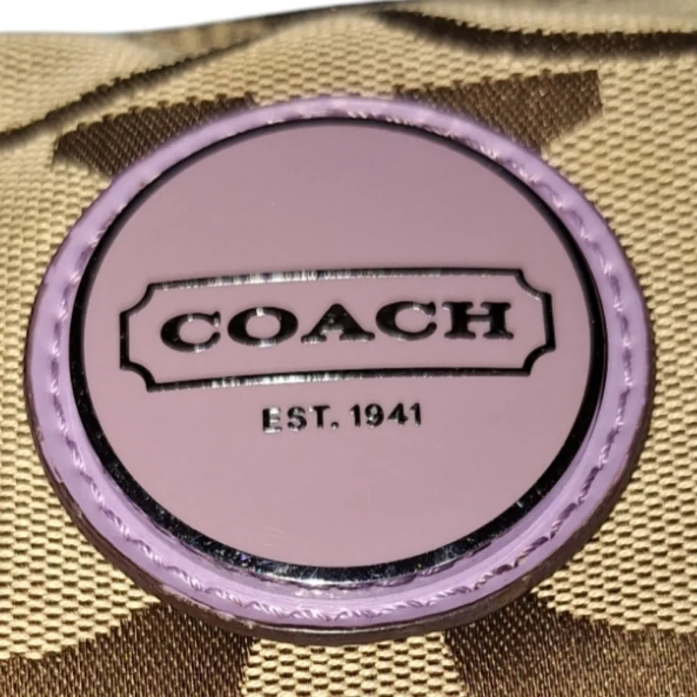 Coach Signature Canvas Hobo with Lavender Accent